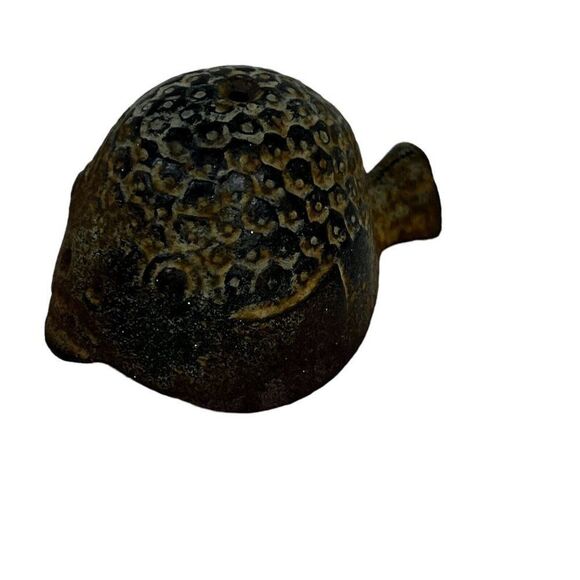 Vintage Fish Cast Iron Bronze Incense Holder Trinket Dish Metal Decor Mini 3" - Picture 1 of 3
